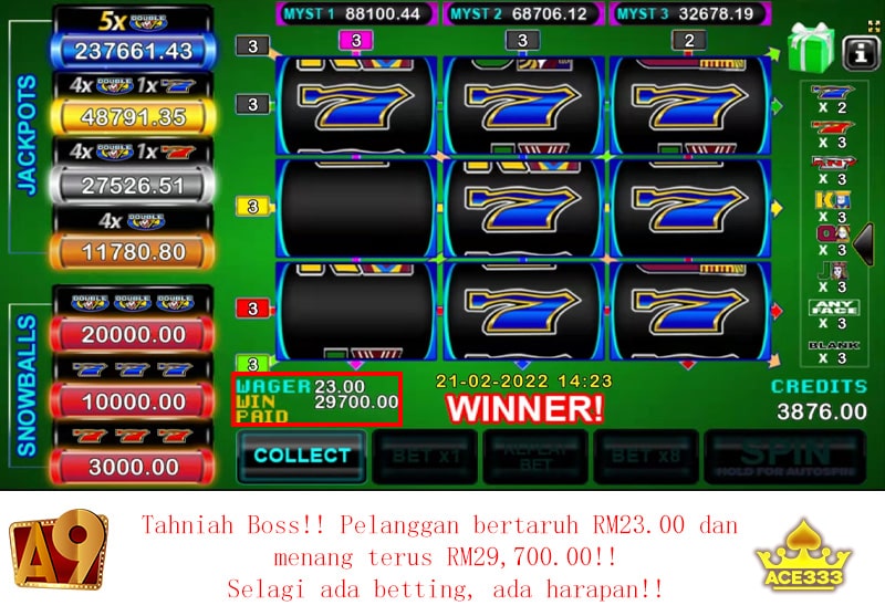 A9today &A9play Casino betting jackpot winner | Menang besar | Win RM29700 with RM23